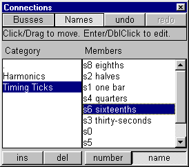 The Bus panel in Names Mode